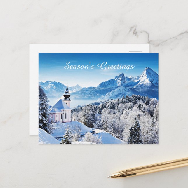 Winter-Szene Postkarte (Vorderseite/Rückseite Beispiel)