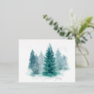 Winter Szene Watercolor Forest Frohe Weihnachten Folien Feiertagspostkarte
