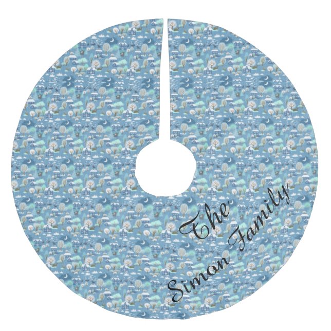 Winter Szene Weihnachtsbaumrock Polyester Weihnachtsbaumdecke (Vorderseite)