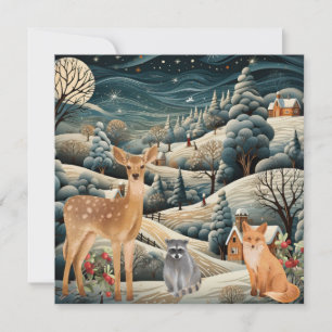 Winter Szene Weihnachtswaldtiere Dankeskarte