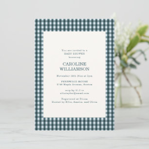 Winter Teal Gingham Karo Kariert Plaid Baby Shower Einladung