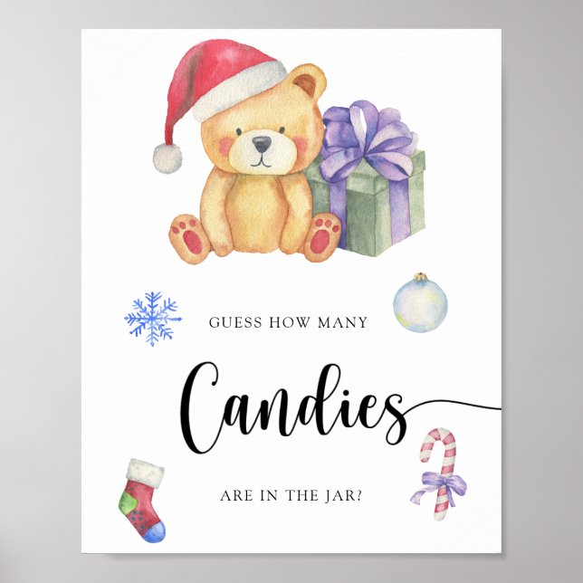 Winter Teddy Bar - erraten Sie, wie viele Bonbons  Poster (Vorne)