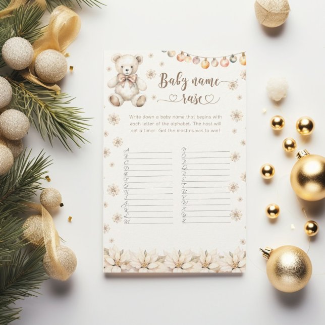 Winter Teddy Bear Baby Name Race Baby Dusche Spiel (Von Creator hochgeladen)