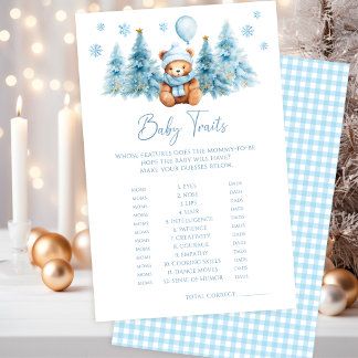 Winter Teddy Bear Scarf Baby Boy Shower Trait Game