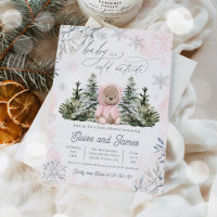 Winter Teddy Bear Snowflakes Pink Girl Baby Dusche