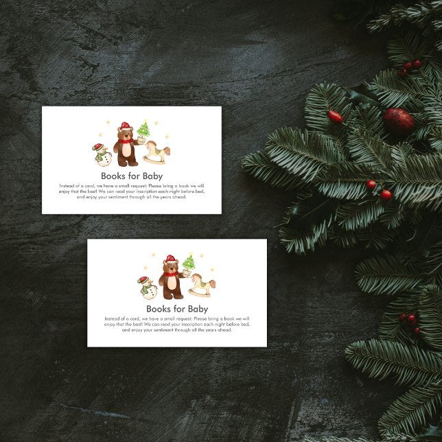 Winter Teddy Bear Snowman Books For Baby Shower Begleitkarte (Winter Teddy Bear Snowman Books For Baby Shower Enclosure Card)