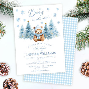Winter-Teddybär-Baby, es ist kalt draußen Jungen-S Einladung