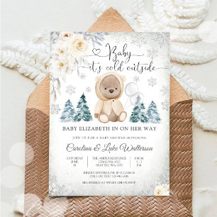 Winter-Teddybär-Baby-Party-Einladung Einladung