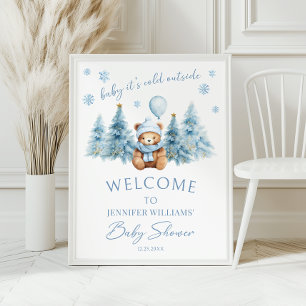 Winter-Teddybär-Baby-Shower-Willkommensschild Post Poster