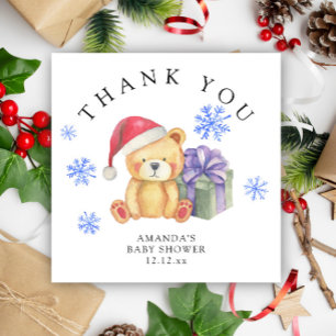 Winter-Teddybär mit Weihnachtsgeschenk - danke Einladung