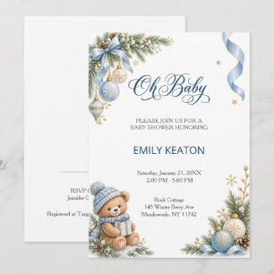 Winter-Teddybär-Ornamente Baby Shower Einladung