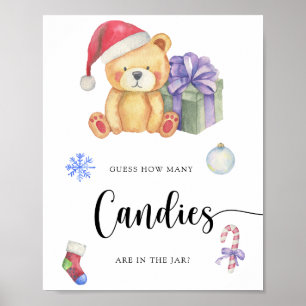 Winter-Teddybär - rate, wie viele Süßigkeiten Poster