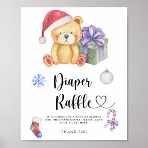 Winter-Teddybär - Windel-Raffel-Plakat Poster