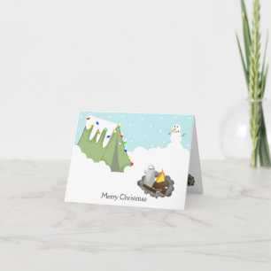WINTER TENT CAMPING CHRISTMAS CARD FEIERTAGSKARTE