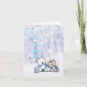 Winter-Terrier-KiniArt-Grußkarten Feiertagskarte