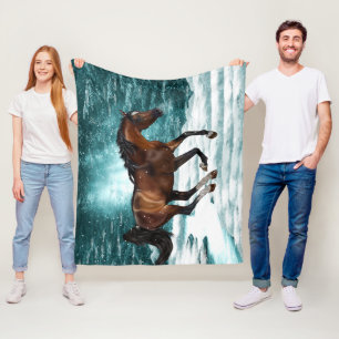 Winter-Thema Galoppierendes Arabisches Pferd Fleecedecke