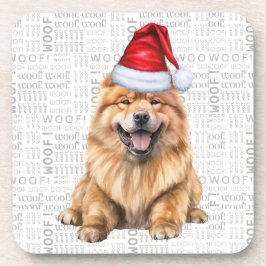 Winter Themed Chow Chow Santa Dog Urlaub Getränkeuntersetzer