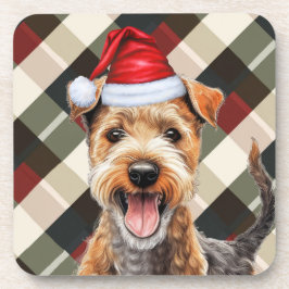 Winter Themed Lakeland Terrier Urlaub Kariert Getränkeuntersetzer