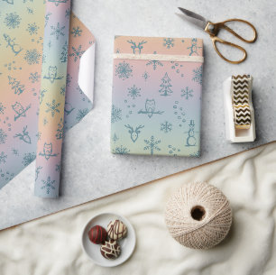 Winter Things Geschenkpapier - Regenbogen + Pfau