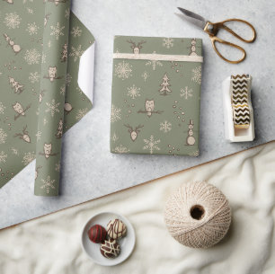 Winter Things Geschenkpapier - Salbei, Erde, Taube