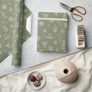 Winter Things Geschenkpapier - Salbei + Tee