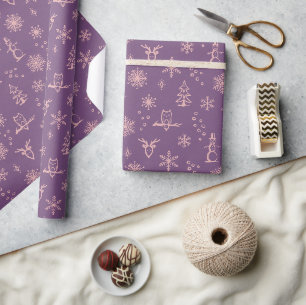 Winter Things Wrapping Paper - Pflaume + Rose Geschenkpapier