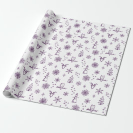 Winter Things Wrapping Paper - Schnee + Pflaume Geschenkpapier
