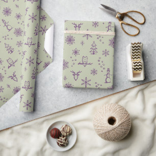 Winter Things Wrapping Paper - Tee + Pflaume Geschenkpapier