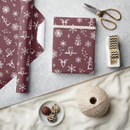 Winter Things Wrapping Paper - Wein + Schnee Geschenkpapier