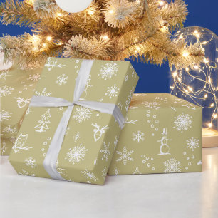 Winter Thumpenpapier - Gold + Schnee Geschenkpapier