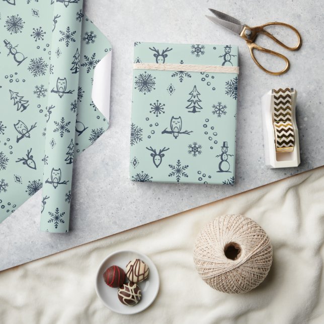 Winter Thumpenpapier - Minze + Dämmerung Geschenkpapier (Kunsthandwerk)