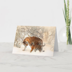 Winter Tigers benutzerdefinierte Grußkarte Karte