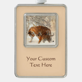 Winter Tigers Custom-Ornament Rahmen-Ornament Silber