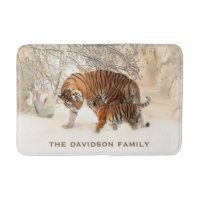 Winter Tigers individuelle Name Badmatten