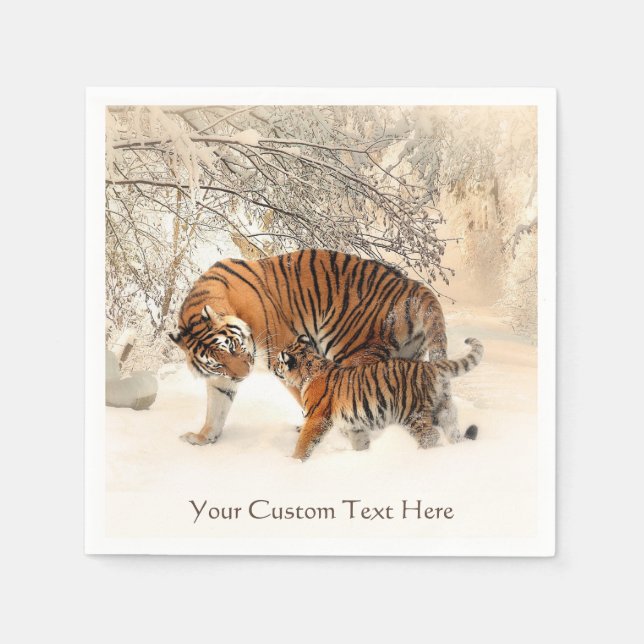 Winter Tigers individuelle Papierservietten (Vorderseite)