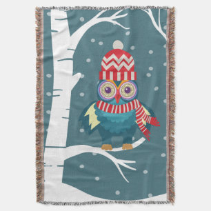 Winter Time Owl Throw Blanket Decke