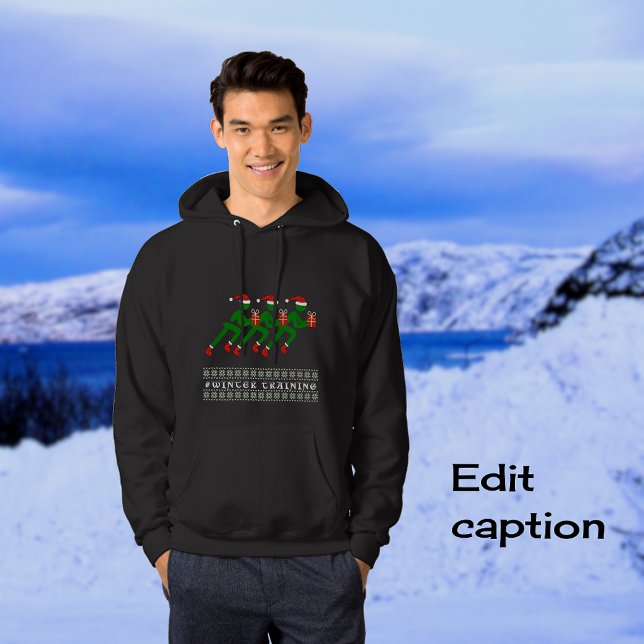 Winter Training Custom Text Weihnachtsläufer Hoodie (Von Creator hochgeladen)