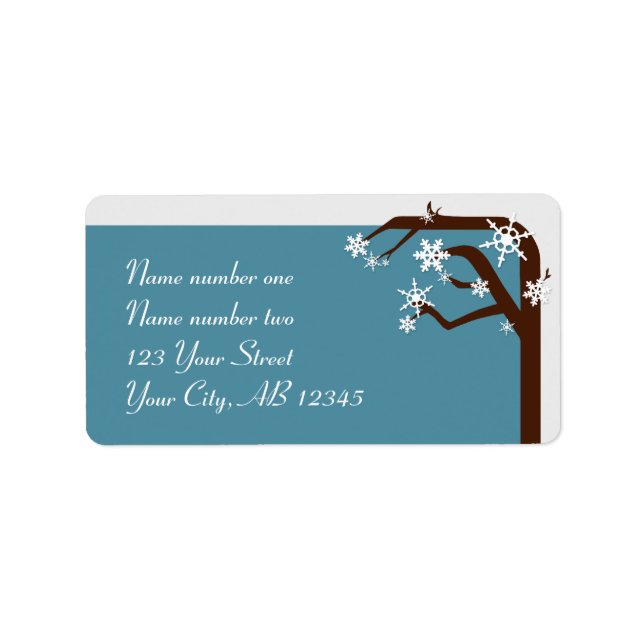 Winter Tree Snowflake Address Labels Adressaufkleber (Vorne)