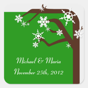 Winter Tree Snowflake Umschlag Aufkleber / Sticker