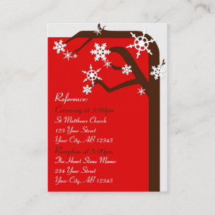 Winter Tree Snowflake Wedding Guest Reference Card Begleitkarte