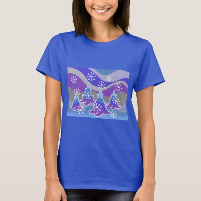 Winter Trees Blue T - Shirt (Vorderseite)