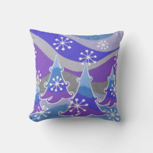 Winter Trees Blue throw Square Kissen