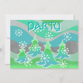 Winter Trees Green Einladung "Party"