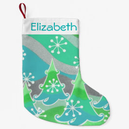 Winter Trees Green Name Strumpf Kleiner Weihnachtsstrumpf