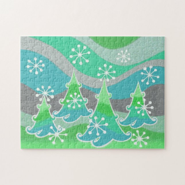 Winter Trees Green-Puzzle Puzzle (Horizontal)