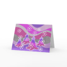 Winter Trees lila Grüße Karte