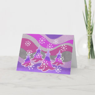 Winter Trees lila "Jahresgrüße"-Karte Feiertagskarte