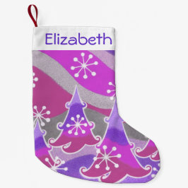 Winter Trees Lila Name Strumpf Kleiner Weihnachtsstrumpf