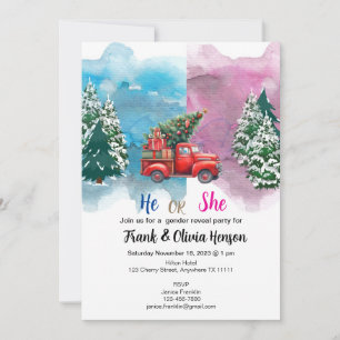 Winter Truck Forest Wonderland Gender Reveal Einladung