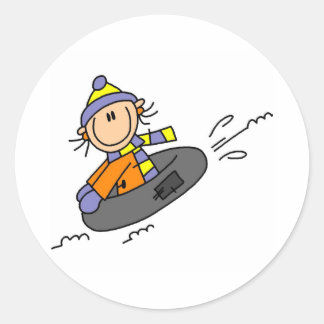 Winter Tubing Runder Aufkleber